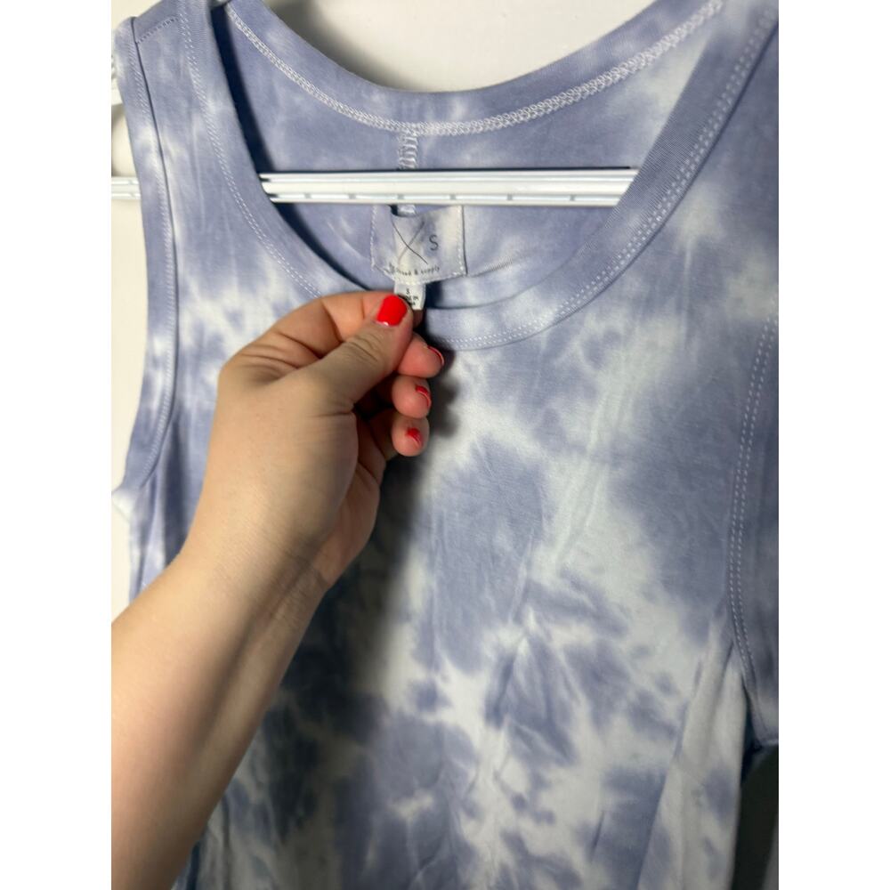 Thread & Supply Blue Purple Jersey Knit Sleeveless Tank Swing Dress Small NWT - Picture 7 of 9